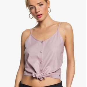 Roxy Become the One Strappy Buttoned Crop Top